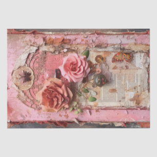 Pink Vintage Floral Grunge Decoupage Tissue Paper