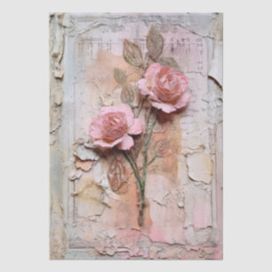 Pink Vintage Floral Grunge Decoupage Tissue Paper