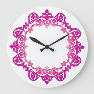 Pink Vintage Floral Medallion Wall Clock