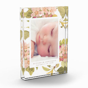 Pink Vintage Floral Photo Block Frame