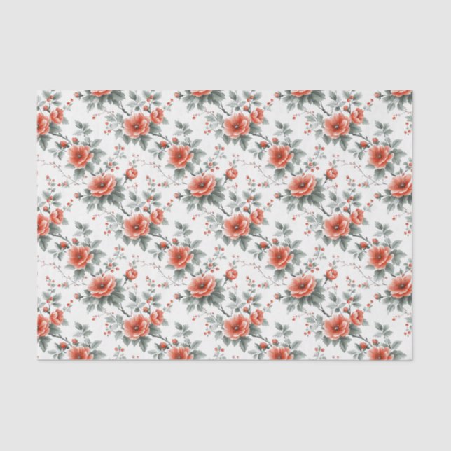 Pink Vintage Floral Tissue Paper (Front)