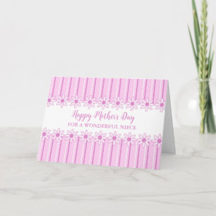 Pink Vintage Flower Niece Happy Mother's Day Card
