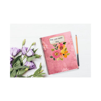 Pink vintage flower notebook