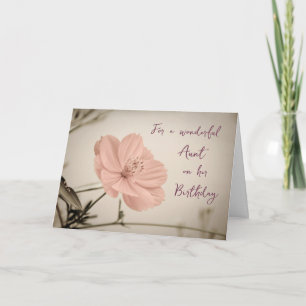 Pink Vintage Flowers Aunt Birthday Card