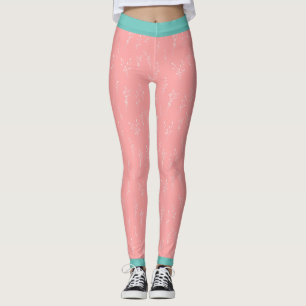 Pink Vintage Flowers Fitness Workout Leggings