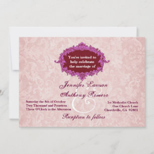 PINK Vintage Frame and Damask Wedding Template