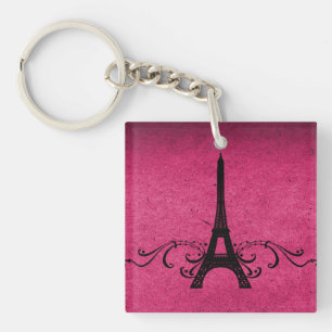 Pink Vintage French Flourish Acrylic Keychain