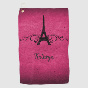 Pink Vintage French Flourish Golf Towel