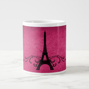 Pink Vintage French Flourish Large Coffee Mug