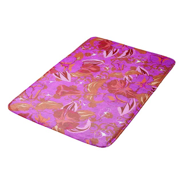 Pink Vintage Garden Bath Mat (Angled)