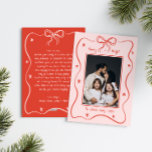 Pink Vintage Hand-Drawn Bow Frame Photo Christmas Holiday Card<br><div class="desc">Celebrate the holidays with our pink vintage hand-drawn bow frame photo Christmas holiday card, featuring a festive border topped with a bow. Playful wavy accents bring whimsical seasonal cheer, while the cosy retro layout adds nostalgic warmth and holiday spirit to your greetings. Please reach out with any questions about the...</div>
