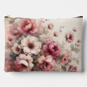 Pink Vintage Inspired Floral Accessory Pouch
