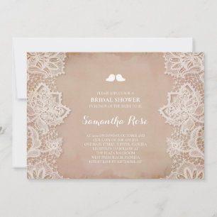 Pink Vintage Lace Bridal Shower Invitation