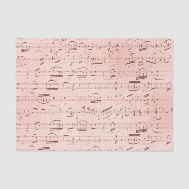Pink Vintage Musical Notes Tissue Paper (Front)