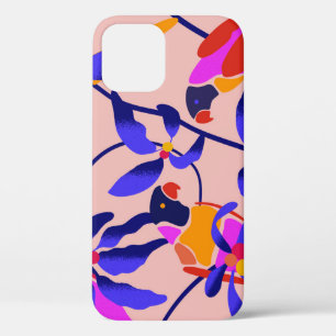 Pink Vintage Parrots: Exotic Seamless Illustration iPhone 12 Case