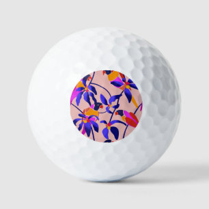Pink Vintage Parrots: Exotic Seamless Illustration Golf Balls