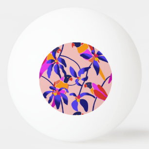 Pink Vintage Parrots: Exotic Seamless Illustration Ping Pong Ball