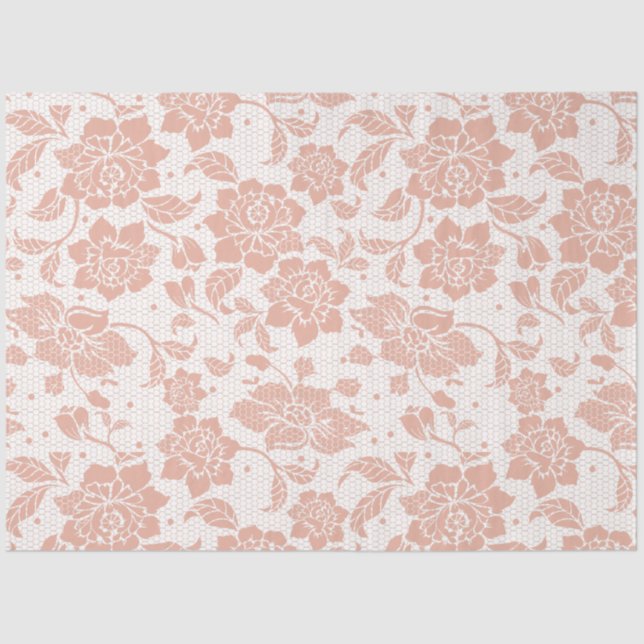 Pink Vintage peony floral decoupage Tissue Paper (Front)