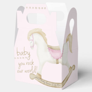Pink Vintage Rocking Horse Cowgirl Baby Shower Favour Box