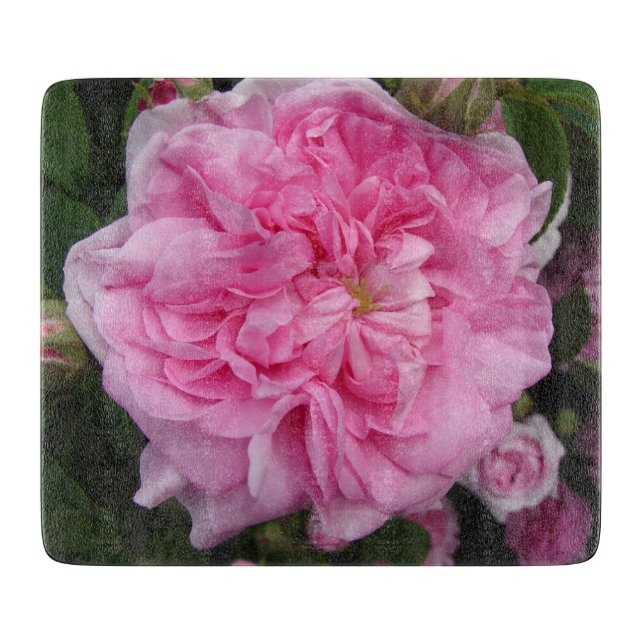Pink Vintage Rose floral Flowers Chopping Board (Front)