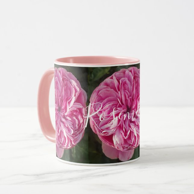 Pink Vintage Rose Flower floral Photo Mug (Front Left)
