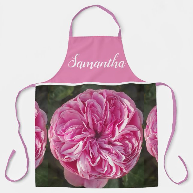 Pink Vintage Rose Roses Cabbage Vintage Apron (Front)