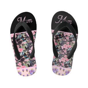 Pink Vintage Rose Roses Watercolor Mum Mothers Kid's Thongs