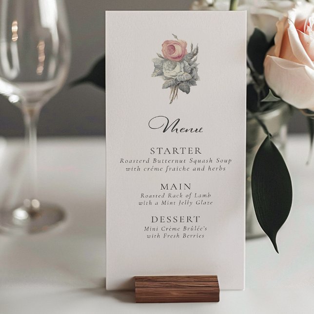 Pink, vintage, rose theme wedding  menu (Creator Uploaded)
