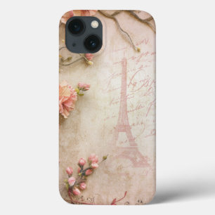 Pink Vintage Roses Decoupage Pattern iPhone 13 Case
