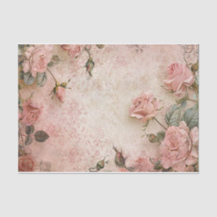 Pink Vintage Roses Decoupage Pattern Tissue Paper