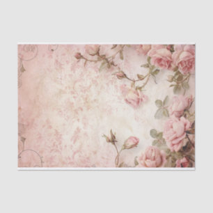 Pink Vintage Roses Decoupage Pattern Tissue Paper