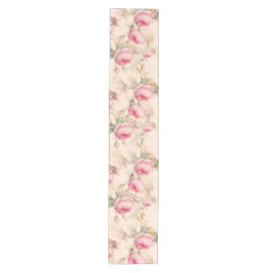 Pink vintage roses floral pattern medium table ru runner