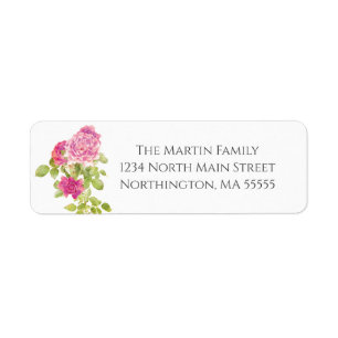 Pink Vintage Roses Floral Return Address Label