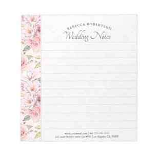 Pink vintage roses pattern notepad