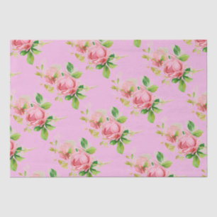 Pink vintage roses tissue paper