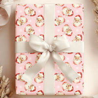 Pink Vintage Santa Claus Face Watercolor