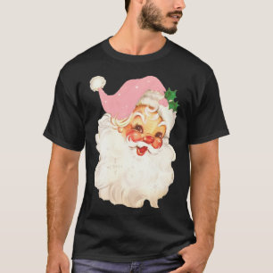 Pink Vintage Santa Claus Pink Christmas T-Shirt