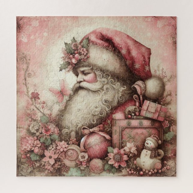Pink Vintage Santa Puzzle (Vertical)