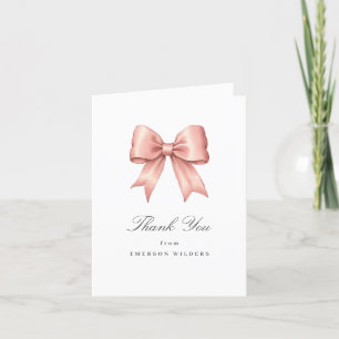 Pink Vintage Satin Bow Thank You card
