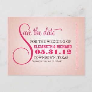 pink vintage save the date sweet postcards