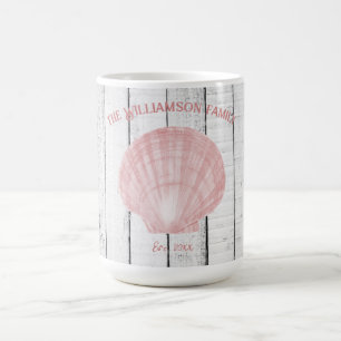 Pink Vintage Scallop Shell Coffee Mug