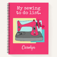 Pink vintage sewing machine to do list, your name