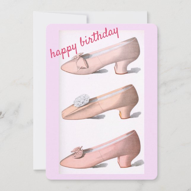 Pink Vintage Shoes Birthday Card (Front)