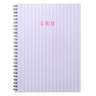 Pink Vintage Stripe Personalised Monogram Notebook
