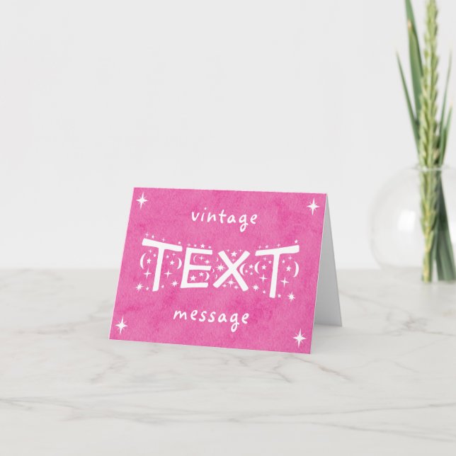 Pink Vintage Text Message Greeting Card (Front)
