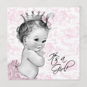 Pink Vintage Toile Baby Girl Shower Invitation