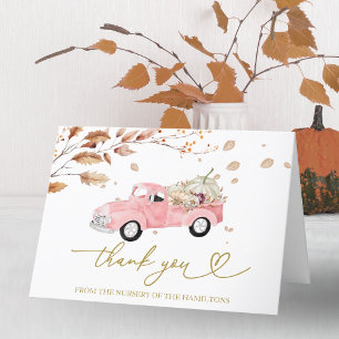 Pink Vintage Truck Fall Baby Shower Thank You