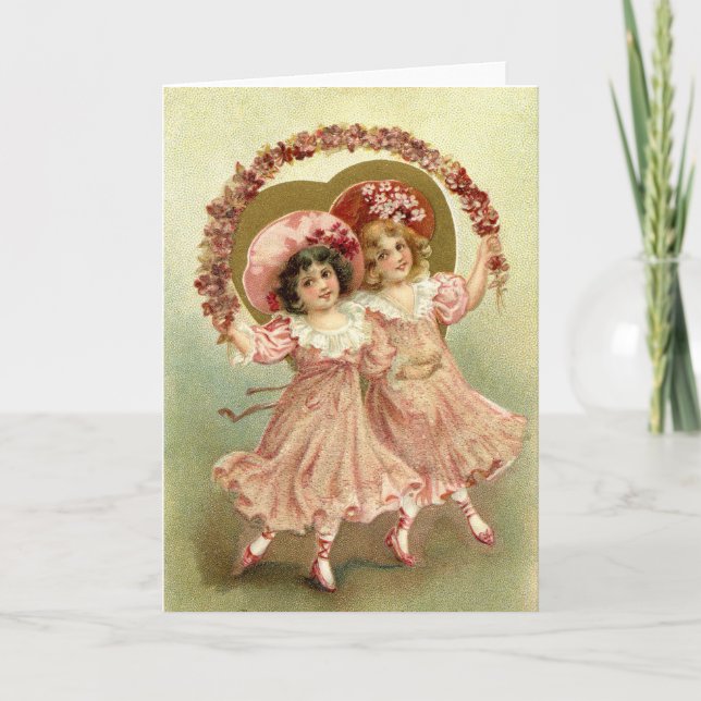 Pink Vintage Valentine's Day Friendship Holiday Card (Front)