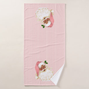 Pink Vintage Victorian Black Santa Claus Shabby Bath Towel