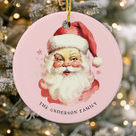 Pink Vintage Watercolor Santa Claus Christmas Ceramic Ornament<br><div class="desc">Celebrate the festive season with our Pink Vintage Watercolor Santa Claus Christmas Ceramic Ornament! This charming ornament features a nostalgic Santa Claus design set against a stylish solid background, combining vintage charm with modern flair. Perfect for adding a festive touch to your Christmas Tree. Personalise this custom design with your...</div>